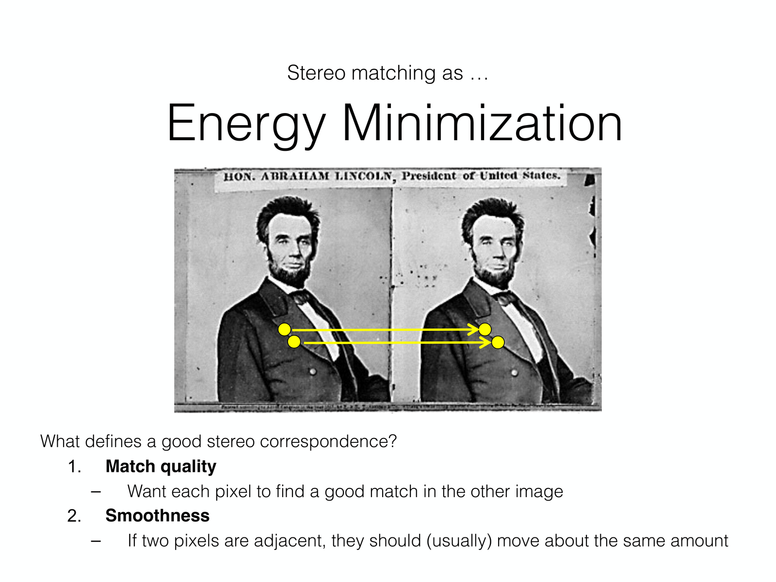 Stereo matching as energy minimization