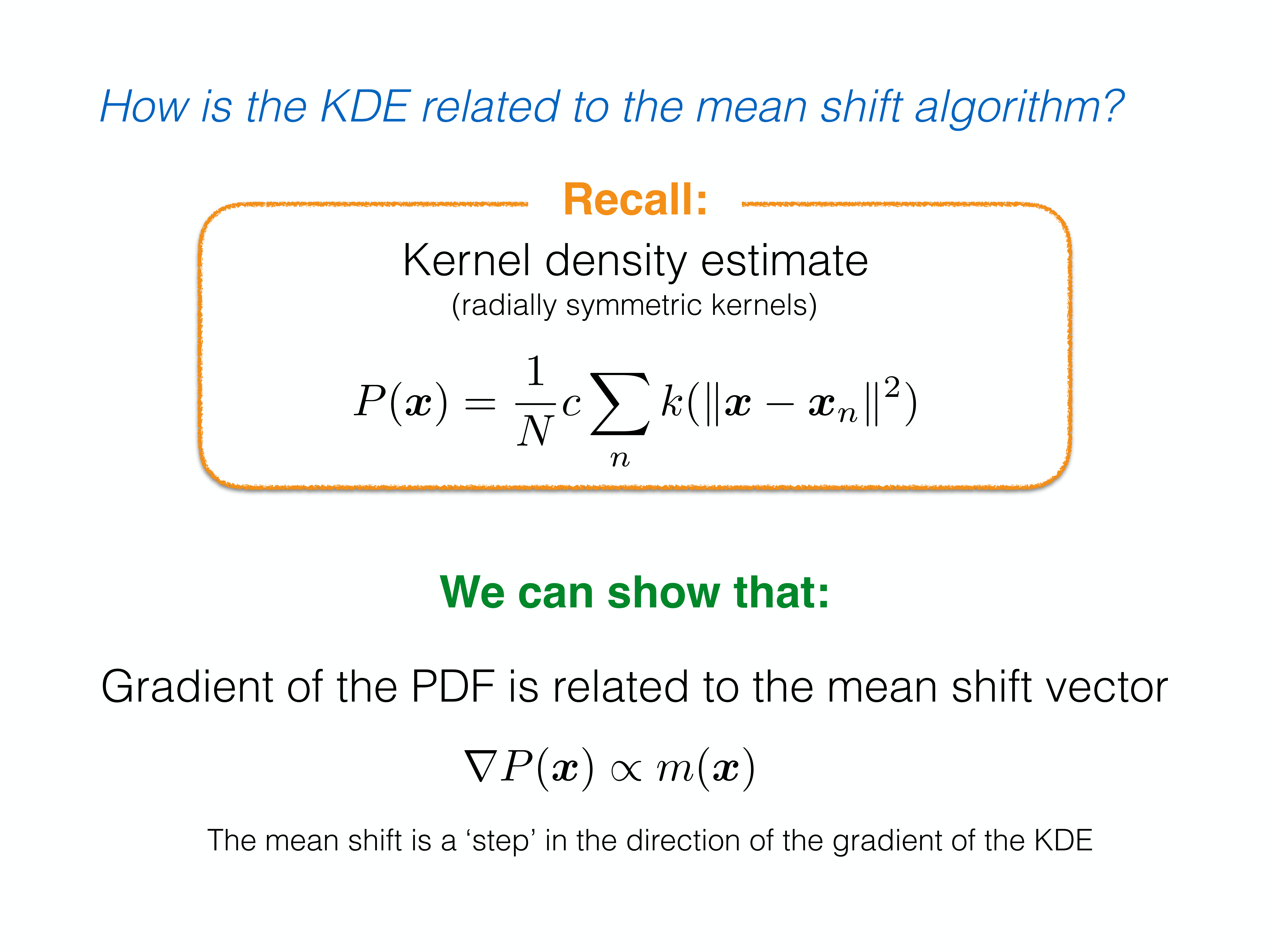 Mean shift 与 KDE 梯度的关系