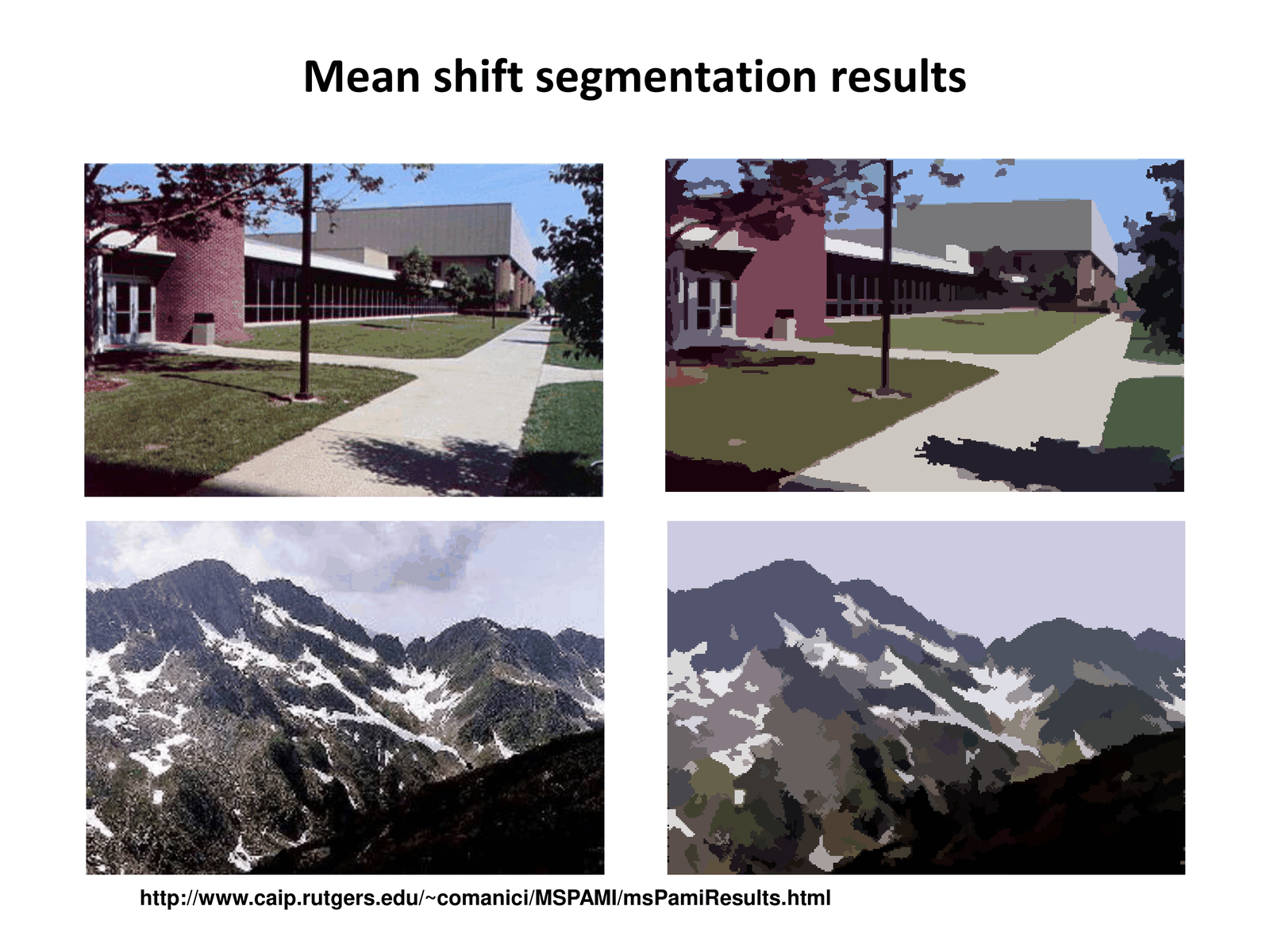 Mean shift segmentation results