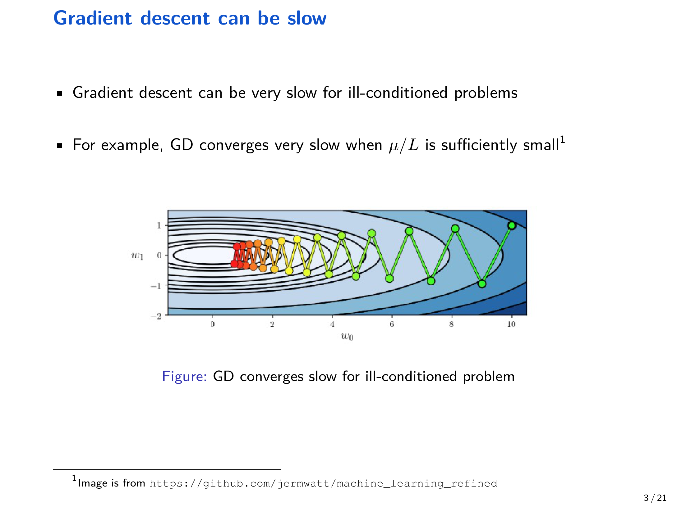 GD converges slow for ill-conditioned problem