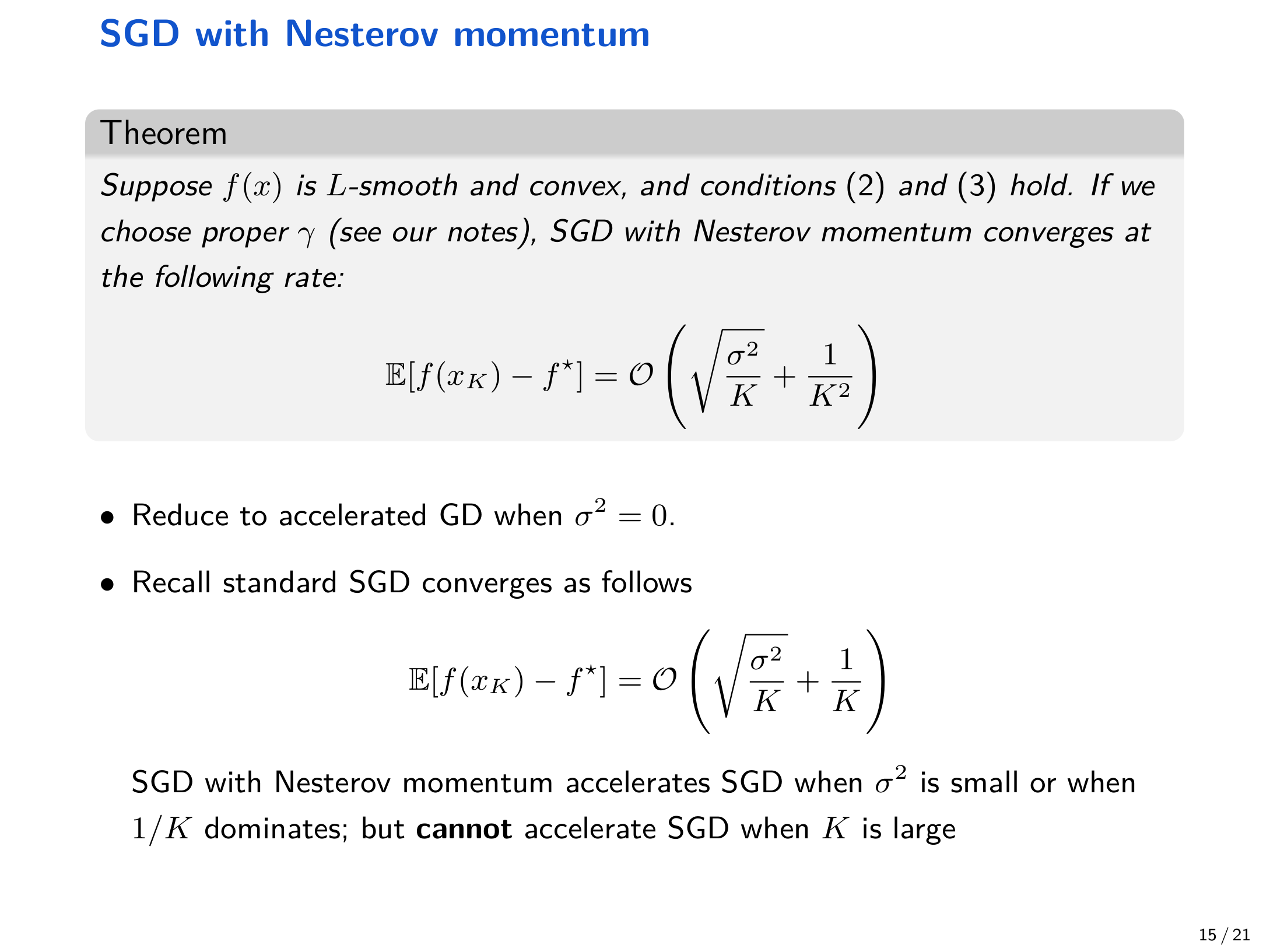 Accelerated SGD rate