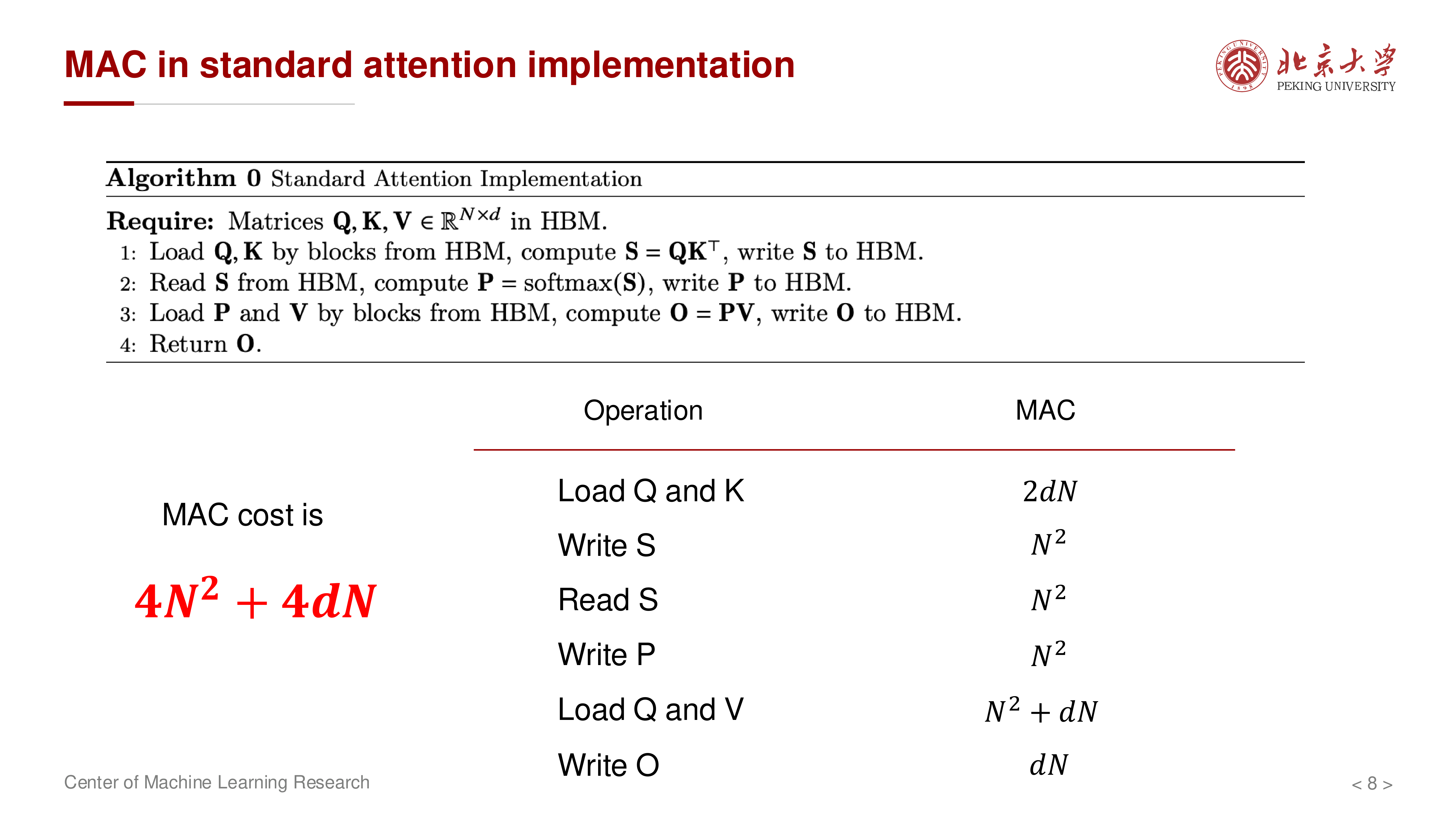 标准注意力的 MAC 分解